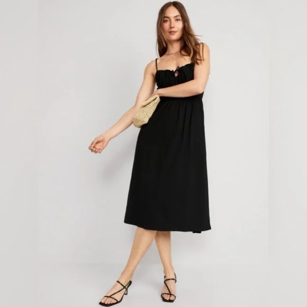 Old Navy Fit & Flare Tie-Front Cami Midi Dress Medium